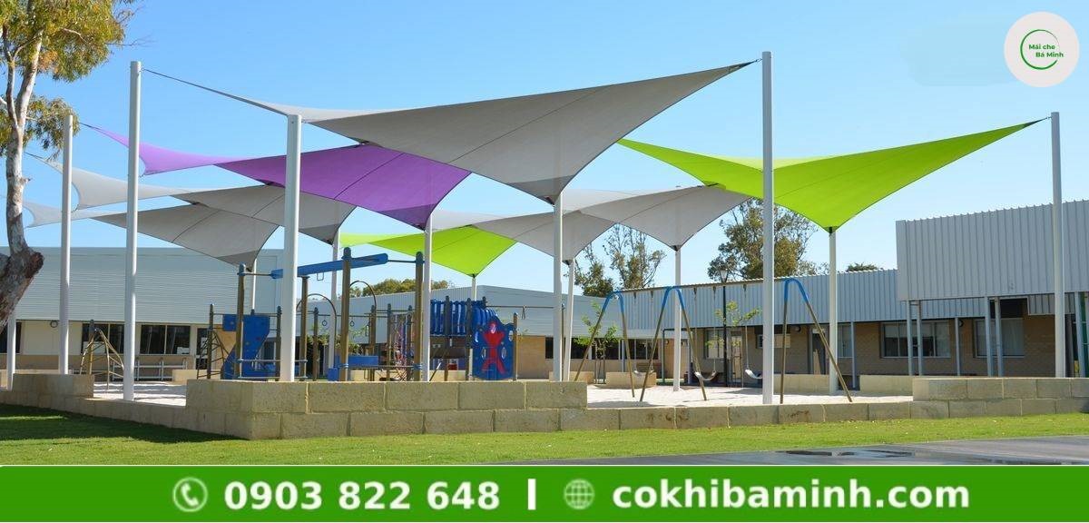 Mái che bạt căng mang lại vẻ đẹp kiến trúc hiện đại