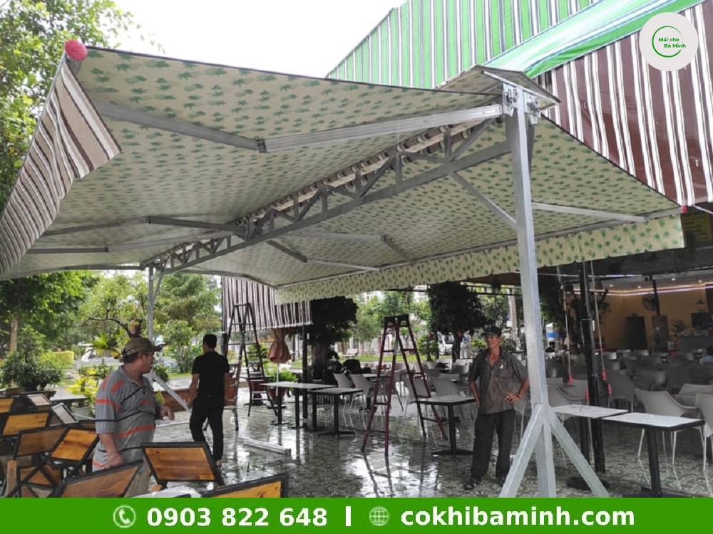 Mái hiên di động linh hoạt cho mặt tiền quán cafe