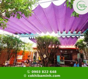 mái xếp lượn sóng quán cafe